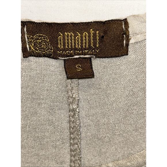 AMANTI Silk Chiffon Taupe blouse Women’s Small Lace Italy Lagenlook Quiet Luxury - Picture 4 of 15